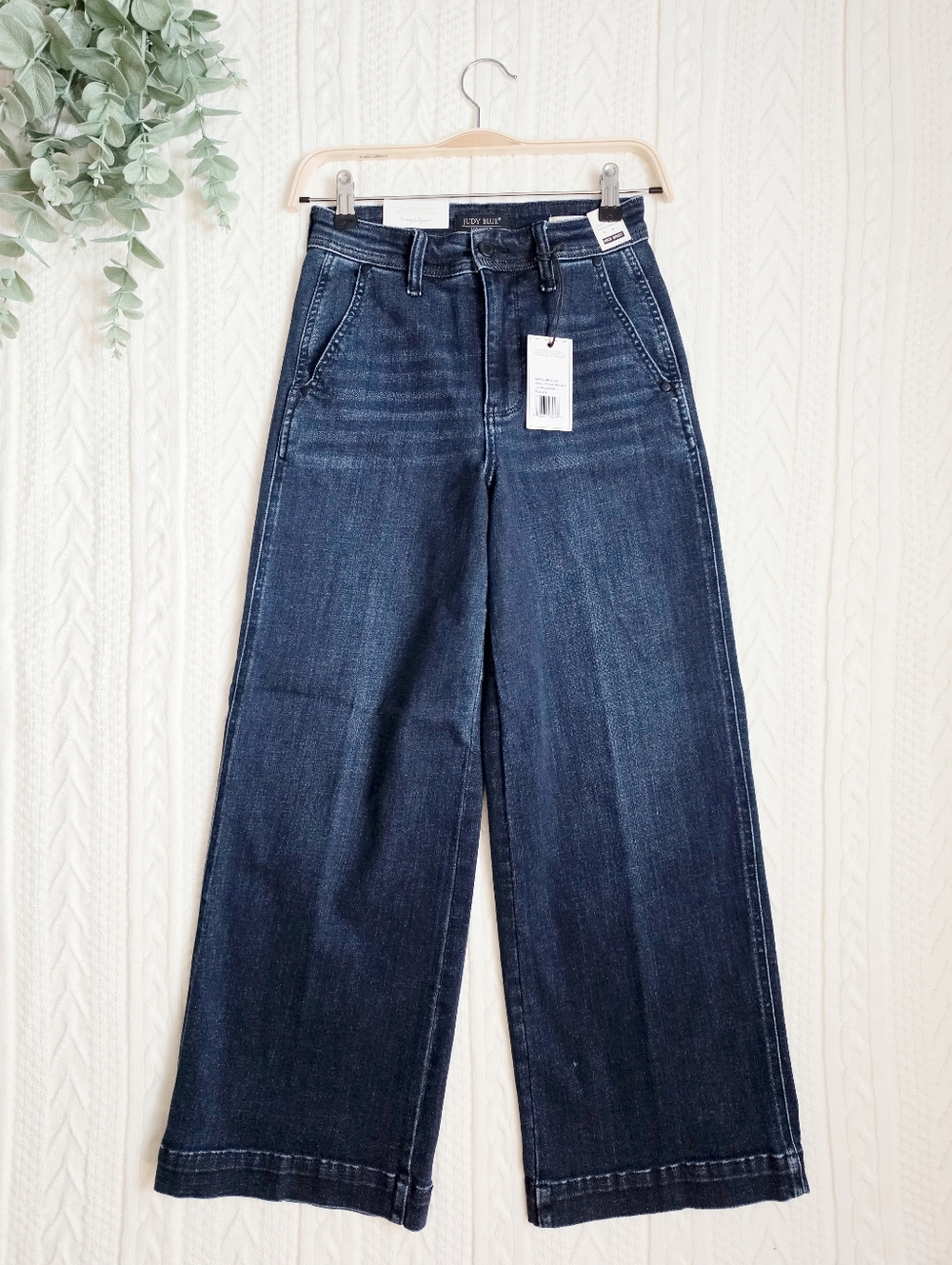 Judy Blue HR Dark Wash Wide Leg Ankle Trouser Jeans Slant Pocket Various NEW - Picture 6 of 16